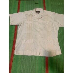 Vintage single stitch Cream Guayavera Yucatecas cigar shirt Copacabana button up